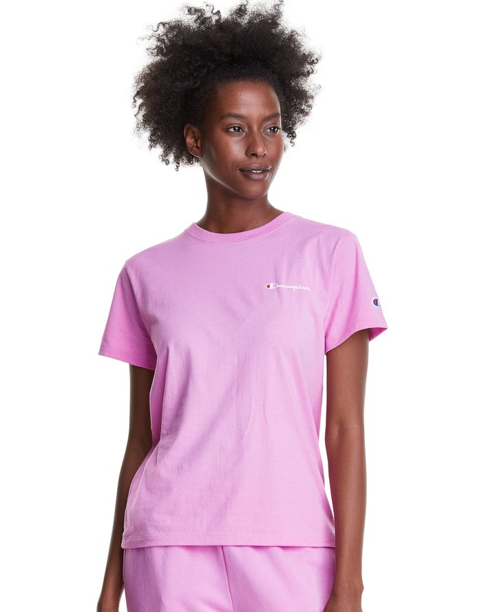 Champion T-Shirt Dames - Roze - Classic Script Logo ( 409237-UGM )